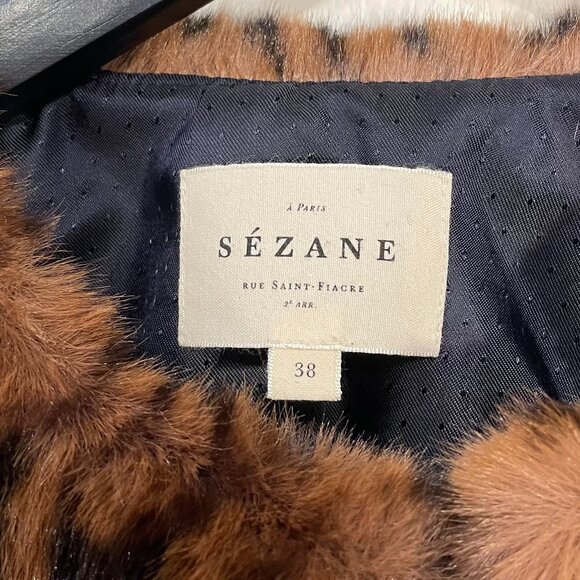 Like New Sezane Cleo Leopard Faux Fur Coat 38, 6 - Picture 6 of 8